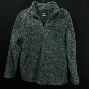 Alpine Sherpa 1/4 Zip Pullover Womens Sweater Gray Fuzzy Outdoor‎ Size Large